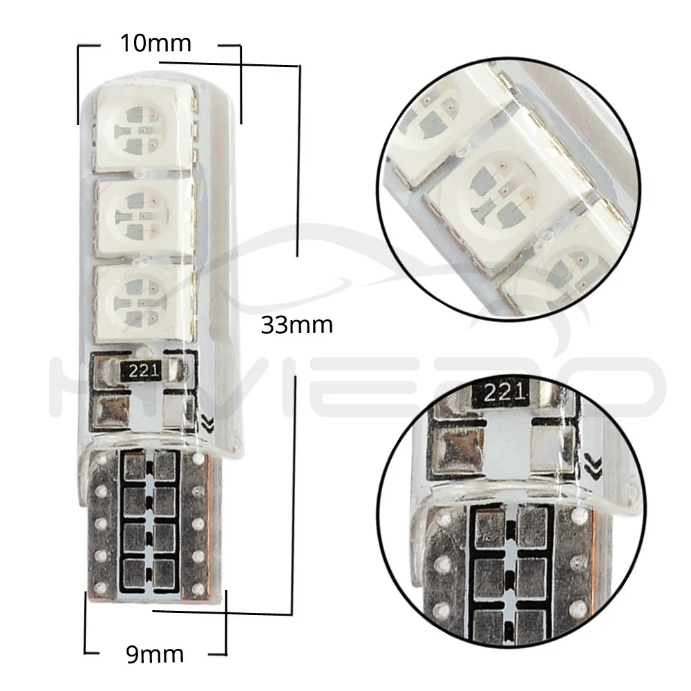 Hviero Car LED T10 194 W5W DC 12V Canbus 6SMD 5050 Silicone shell LED Lights Bulb No Error Led Tail Parking Fog light Auto Car Lamp