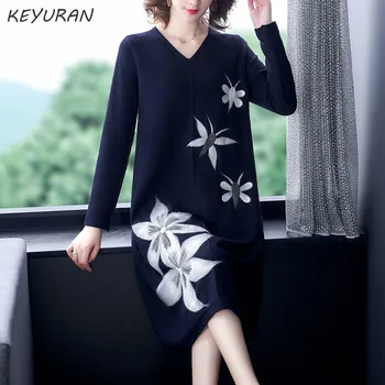 European Plus Size Dress V-Neck Autumn Winter Fashion Knitted Sweater Dress Women Wool jacquard Mid-Calf Casual Jumper Dresses
European Plus Size Dress V-Neck Autumn Winter Fashion Knitted Sweater Dress Women Wool jacquard Mid-Calf Casual Jumper Dresses