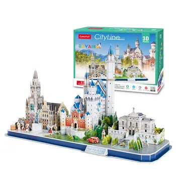 

Classic Jigsaw Germany Free State of Bavaria New Swan Stone Castle Puzzle Brick scale Style Models Sets World Building