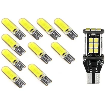 10Pcs T10 W5W COB LED Car Auto Interior Wedge Side Parking Bulb & 1Pc Error Free 921 912 T10 T15 W16W LED Reverse Light