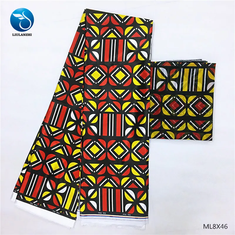

LIULANZHI Silk wax fabrics Fashion style nigerian satin polyester fabric 4+2yards multicolor satin fabric ML8X