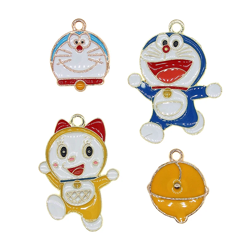 

10pcs/lot Cute Cartoon Cat and Bell Enamle Charms Pendant For Earrings Necklace Bracelet DIY Jewelry Making Findings XL1067