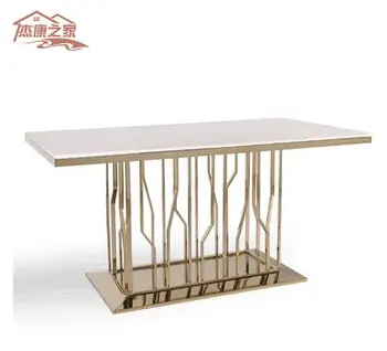 Post modern dining table white marble dining table fashionable European style long table titanium stainless steel conference tab 
Post modern dining table white marble dining table fashionable European style long table titanium stainless steel conference tab