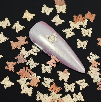 1 Pack Beautiful Gold Butterfly Sheet-Metal Alloy Nail Glitter Sequins Slice Stickers Decorations Manicutre DIy Tip About700-800