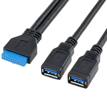 USB 3.0 20 Pin Male to Dual USB 3.0 Female Data Cable for Computer Motherboard, PCI-E Extender Card
USB 3.0 20 Pin Male to Dual USB 3.0 Female Data Cable for Computer Motherboard, PCI-E Extender Card