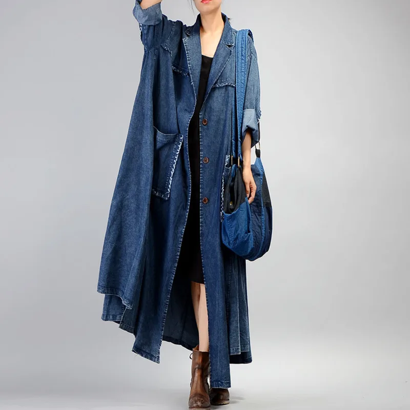 MEVGOHOT 2019 Autumn New Succinct Woman Long Denim Coat Plus Size Loose Tailored Collar Pockets Jeans Maxi Coat HA899
MEVGOHOT 2019 Autumn New Succinct Woman Long Denim Coat Plus Size Loose Tailored Collar Pockets Jeans Maxi Coat HA899