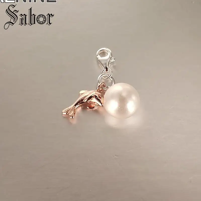 Новый стиль модный розовый золотой цвет дельфин и жемчуг Diy Подвески (1 5x1 см)