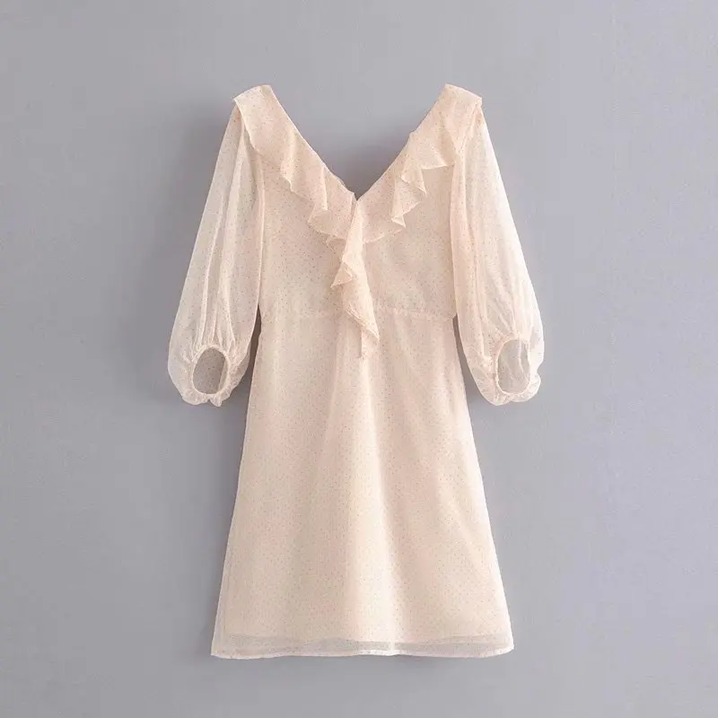 Dot Printing Women V Neck Cascading Ruffle Chiffon Mini Dress 2019 Autumn Leisure Lady Lantern Sleeve Elegant Dresses D3576
Dot Printing Women V Neck Cascading Ruffle Chiffon Mini Dress 2019 Autumn Leisure Lady Lantern Sleeve Elegant Dresses D3576
