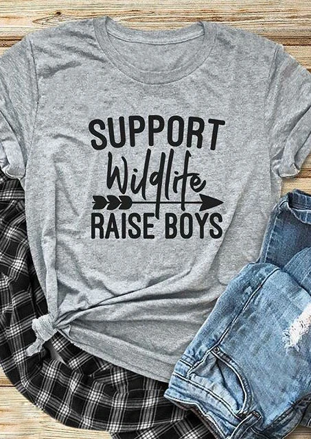 Фото Поддержка дикой природы поднять обувь для мальчиков футболка 90S Женская мода