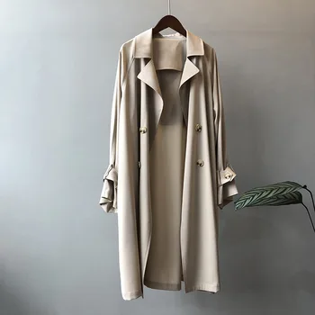 Spring Loose High quality Mid-length Thin Windbreaker Women Casual Abrigos mujer Plus size Double breasted Trench coat femme New 
Spring Loose High quality Mid-length Thin Windbreaker Women Casual Abrigos mujer Plus size Double breasted Trench coat femme New
