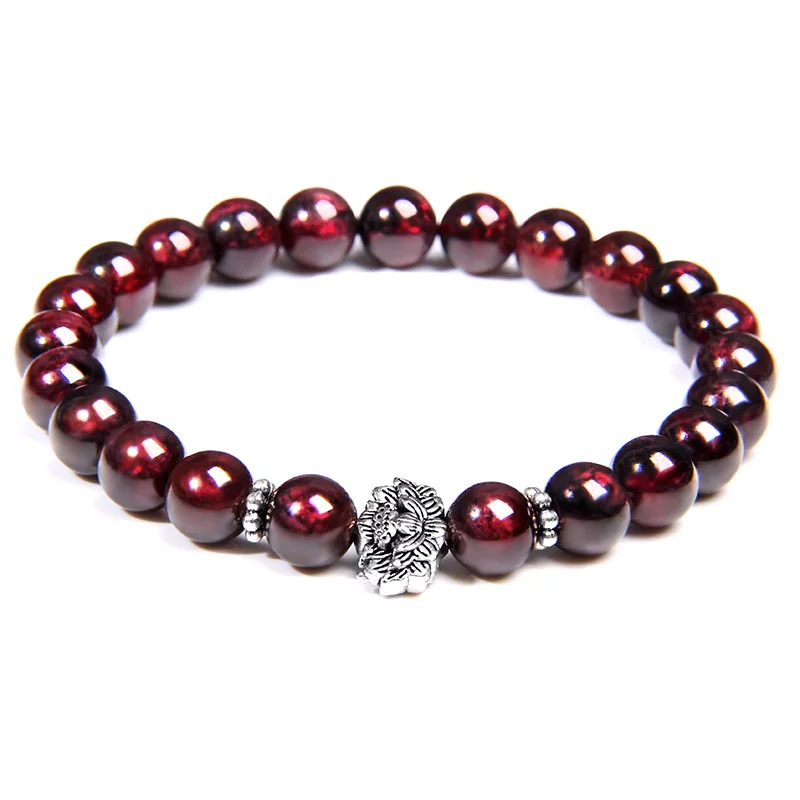Natural Garnet Beads Bracelet for Men Women