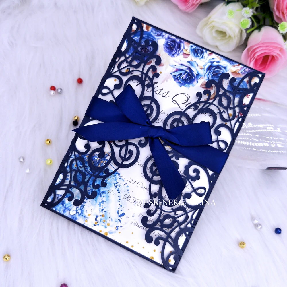 Elegant Wedding Card Invitation with Ribbon, 20+Color Printable Laser Cut Invitations for Quinceanera Bridal Shower Gradation
Elegant Wedding Card Invitation with Ribbon, 20+Color Printable Laser Cut Invitations for Quinceanera Bridal Shower Gradation