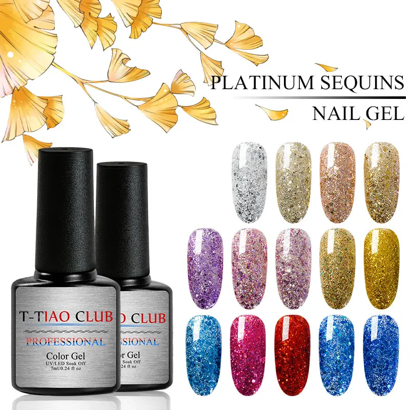 T-TIAO CLUB 7ml UV Gel Nail Polish Holographic Glitter Sequins Semi Permanent Soak Off Nail Art Gel Polish Varnish Manicure
T-TIAO CLUB 7ml UV Gel Nail Polish Holographic Glitter Sequins Semi Permanent Soak Off Nail Art Gel Polish Varnish Manicure