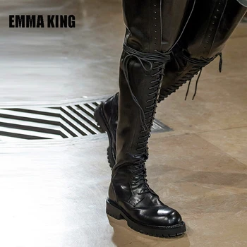 Women New Fashion Flat Boots Pu Leather Cross-tied Knee High Round Toe Boots Sexy Ladies High Heels Party Western Boots
Women New Fashion Flat Boots Pu Leather Cross-tied Knee High Round Toe Boots Sexy Ladies High Heels Party Western Boots