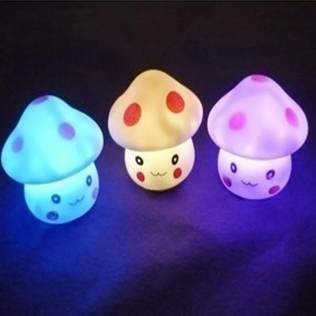 

New Cute LED Mushroom Lamp Party Lights Soft Baby Child Sleeping Nightlight 7-Color Changing Mini Lamp NoveltyLuminous Toy Gift