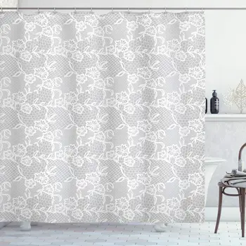 Grey Shower Curtain, Artwork Inspired Oriental Turkish Lace Pattern with Traditional Impression Image, Cloth Fabric Bathroom
Grey Shower Curtain, Artwork Inspired Oriental Turkish Lace Pattern with Traditional Impression Image, Cloth Fabric Bathroom