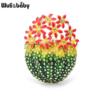 

Wuli&baby Enamel Cactus Flower Brooches For Women 2-color Flower Weddings Office Brooch Pins Gifts