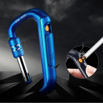 Creative Metal Portable Carabiner Cigarette Lighter Flameless Rechargeable Windproof Electronic Lighter Hiking Camping Lighter
Creative Metal Portable Carabiner Cigarette Lighter Flameless Rechargeable Windproof Electronic Lighter Hiking Camping Lighter