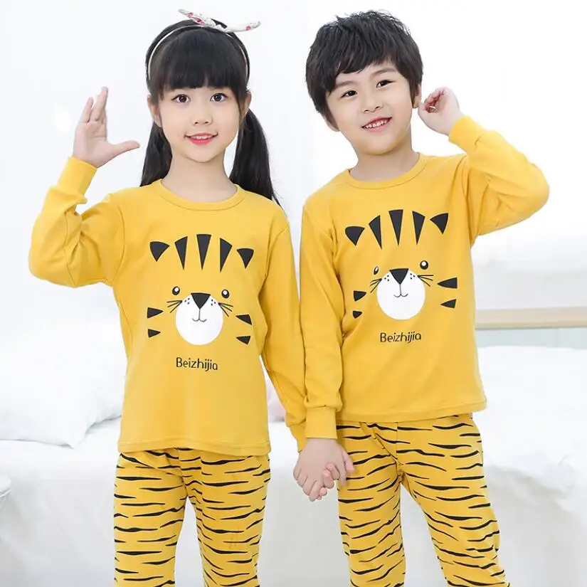 Детские пижамные комплекты пижамы с животными для мальчиков и девочек хлопковая