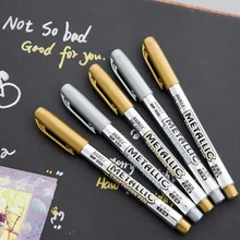 

2pcs/lot DIY Metallic Waterproof Permanent Paint Marker Pens Gold And Silver For Drawing Students Supplies Marker Craftwork Pen