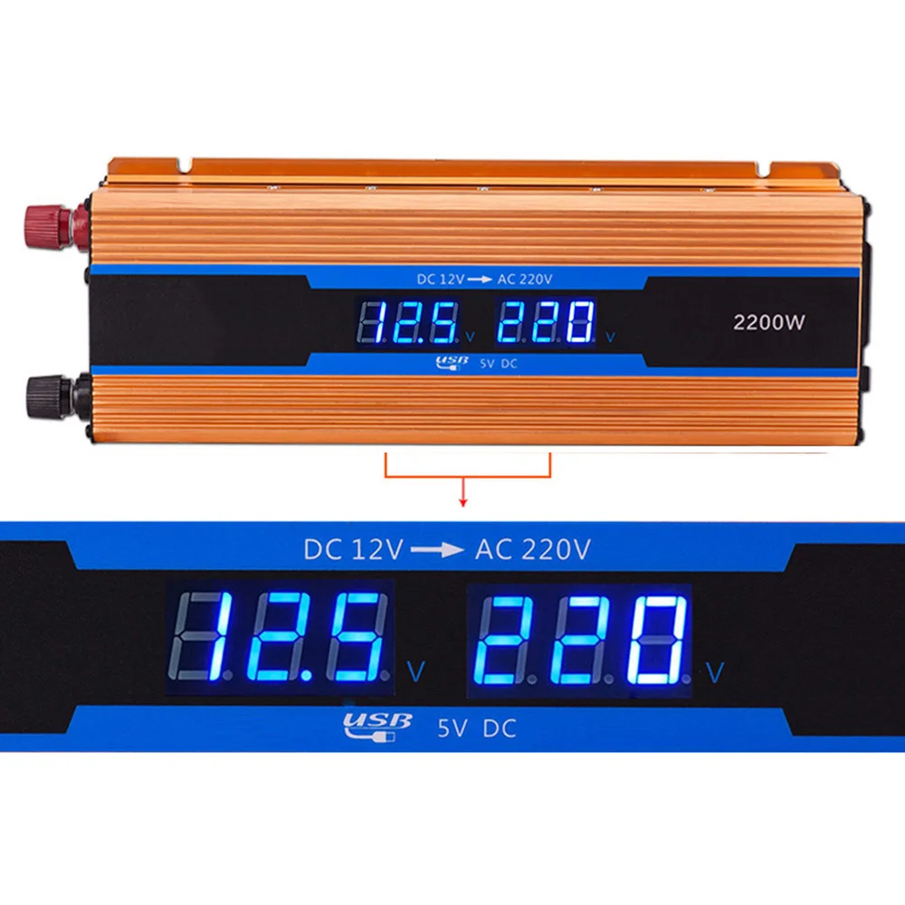 2200W Solar Car Power Inverter DC12V to AC220V Modified Sine Wave Voltage Converter 220V 12V Digital Display USB Charger BY018
2200W Solar Car Power Inverter DC12V to AC220V Modified Sine Wave Voltage Converter 220V 12V Digital Display USB Charger BY018