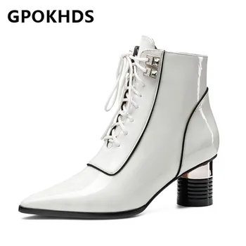 GPOKHDS 2021 women Ankle boots Cow leather Winter short plush Pointed Toe Zipper Crystal High heels female boots size 40
GPOKHDS 2021 women Ankle boots Cow leather Winter short plush Pointed Toe Zipper Crystal High heels female boots size 40