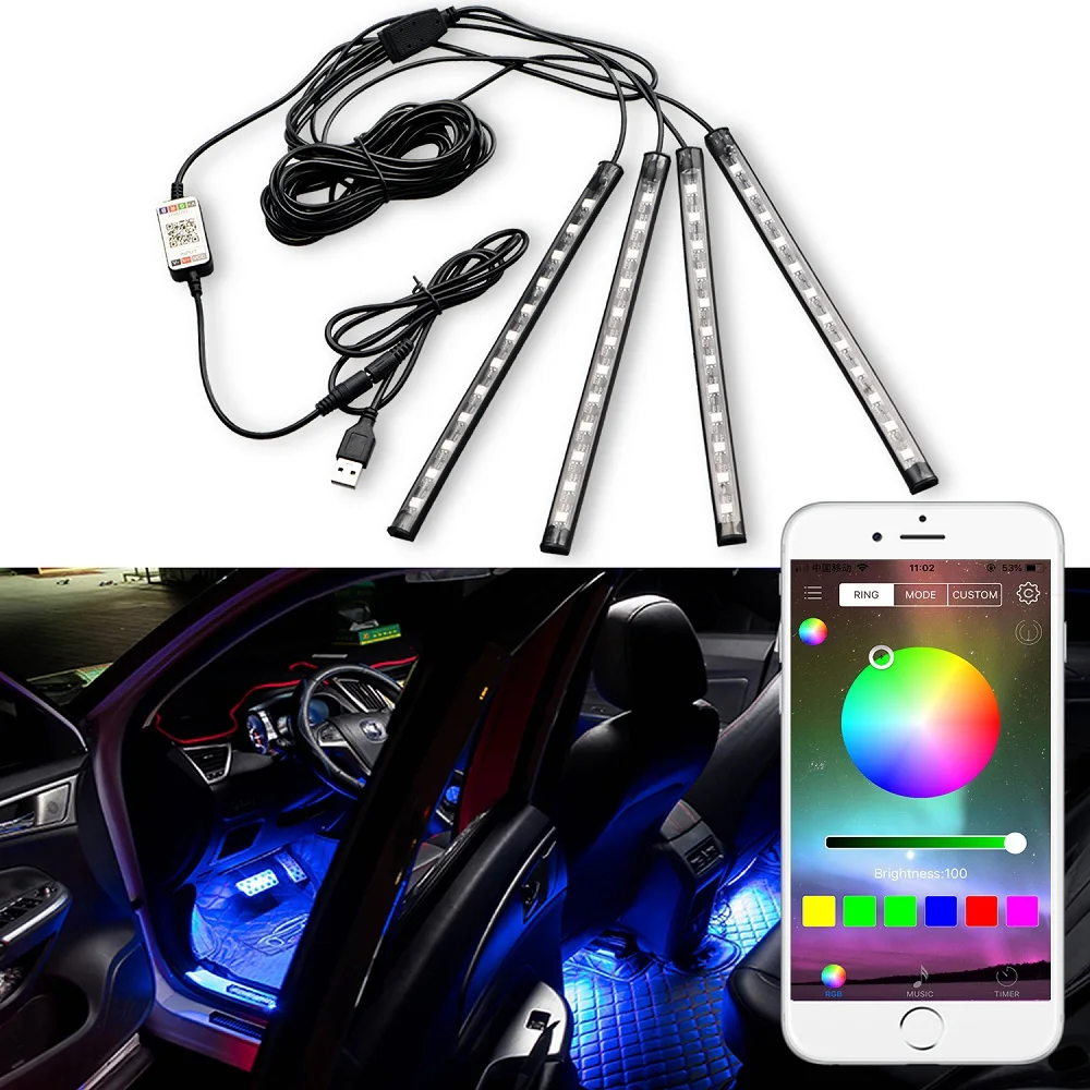 Car Atmosphere Decorative Led Light Bulbs Ambient Lamp APP Music Remote Control USB RGB 5050SMD Auto Interior light Flexible
Car Atmosphere Decorative Led Light Bulbs Ambient Lamp APP Music Remote Control USB RGB 5050SMD Auto Interior light Flexible