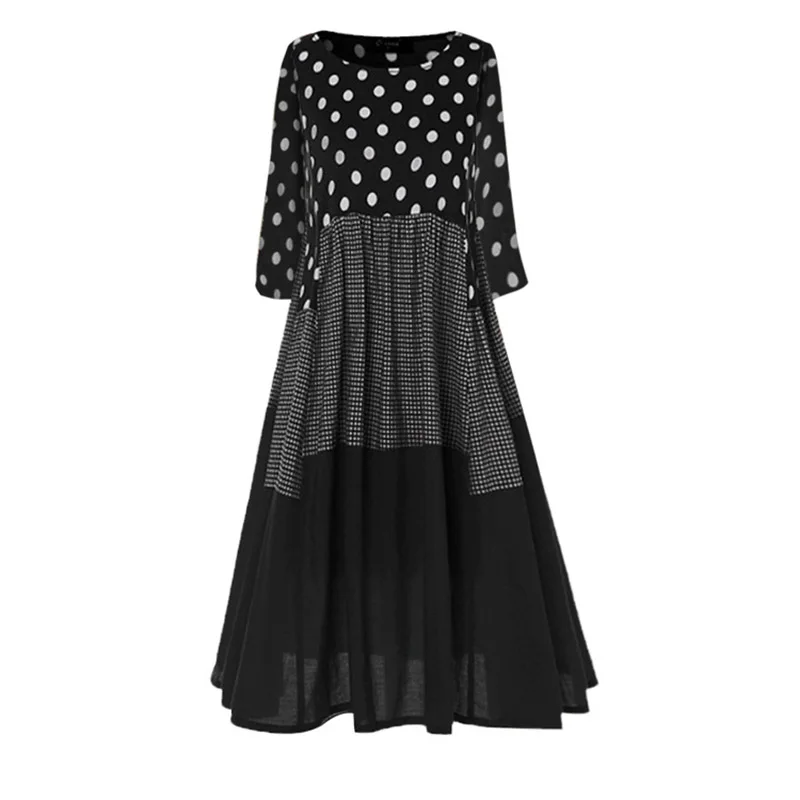 Summer Women's Casual Loose Polka Dot Dress O-Neck Long Sleeve Stitching Plaid Boho Vintage Sundress Beach Party Dresses
Summer Women's Casual Loose Polka Dot Dress O-Neck Long Sleeve Stitching Plaid Boho Vintage Sundress Beach Party Dresses