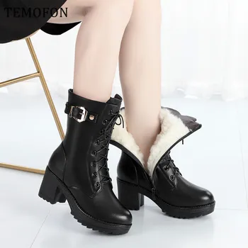 TEMOFON women's winter boots fur high heels shoes Round Toe black 2020 leather mid calf boots women zipper plush shoes HVT1471
TEMOFON women's winter boots fur high heels shoes Round Toe black 2020 leather mid calf boots women zipper plush shoes HVT1471