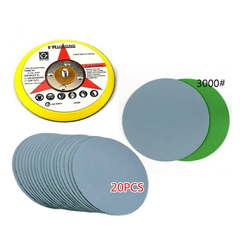 20pcs 5" 3000Grit Wet/Dry Hook and Loop Sanding disc+5/16-24Backing Pad+Soft pad abrasive tools
20pcs 5" 3000Grit Wet/Dry Hook and Loop Sanding disc+5/16-24Backing Pad+Soft pad abrasive tools