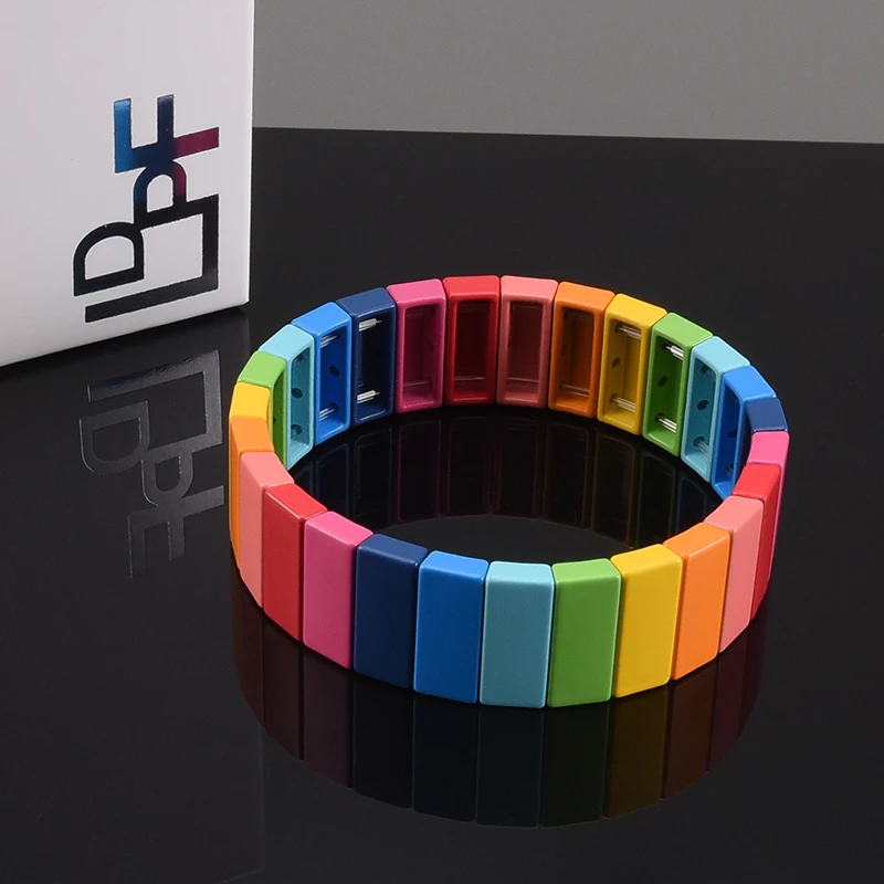 Rainbow Tila Tile Bracelet Enamel Beaded Stretch Block Stacking Honeycomb Bracelet Arm Candy Jewelry Gift for Girlfriend Women
Rainbow Tila Tile Bracelet Enamel Beaded Stretch Block Stacking Honeycomb Bracelet Arm Candy Jewelry Gift for Girlfriend Women