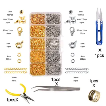 Jewelry making kits Tool Set Alloy open jump ring Lobster clasp Spring button Beads Tail chain bracelet scissors pliers tweezers
Jewelry making kits Tool Set Alloy open jump ring Lobster clasp Spring button Beads Tail chain bracelet scissors pliers tweezers