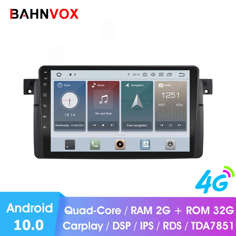 Автомобильный GPS-проигрыватель 9 дюймов Android 10 0 ОЗУ 2 Гб DVD-плеер для BMW E46 M3 318i 1998 2006
