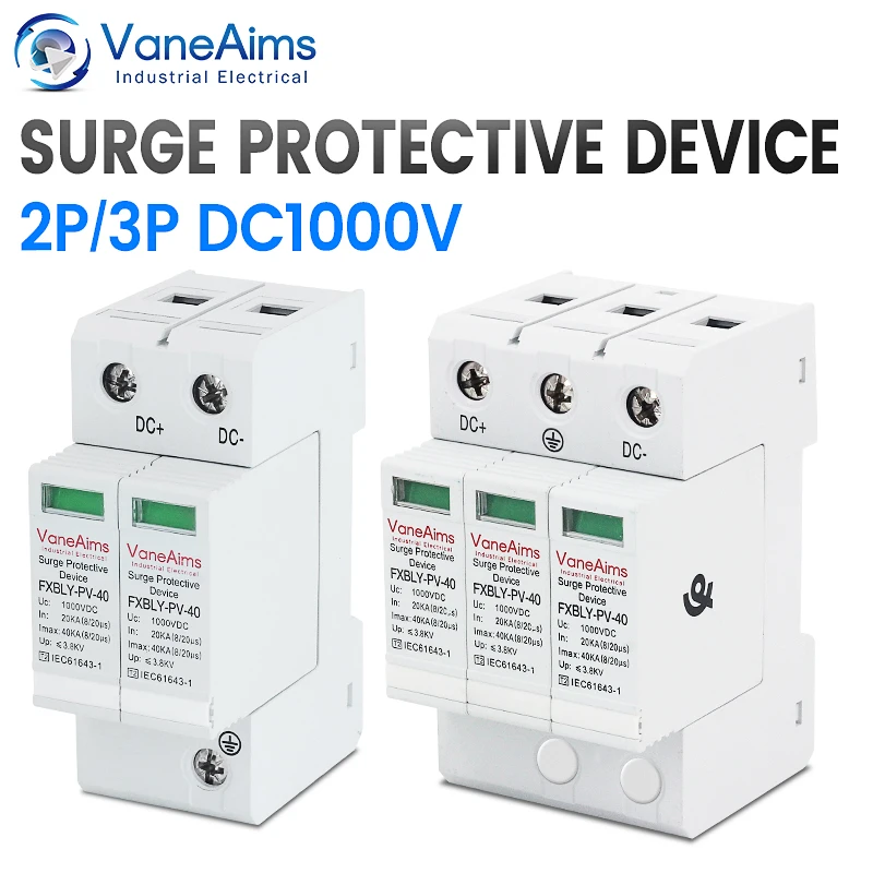 Surge Protective Device SPD DC1000V 2P20~40KA Low-voltage Arrester DC Lightning arrester Solar Outdoor Power Surge 2P3P PV
Surge Protective Device SPD DC1000V 2P20~40KA Low-voltage Arrester DC Lightning arrester Solar Outdoor Power Surge 2P3P PV