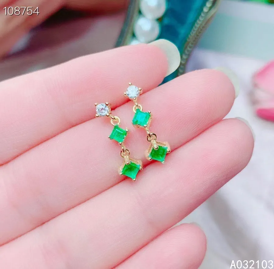 

KJJEAXCMY 925 sterling silver inlaid natural emerald Women's fresh and elegant Chinese style gem Earrings support detection