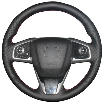 Hand-stitched Black Artificial Leather Car Steering Wheel Cover for Honda Civic Civic 10 2016-2019 CRV CR-V 2017-2019 Clarity 
Hand-stitched Black Artificial Leather Car Steering Wheel Cover for Honda Civic Civic 10 2016-2019 CRV CR-V 2017-2019 Clarity