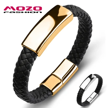 MOZO FASHION Trendy Men Bracelet Black Leather Glossy Stainless Steel Bracelets Man Collocation Punk Cuffs Jewelry 5 Color 124
MOZO FASHION Trendy Men Bracelet Black Leather Glossy Stainless Steel Bracelets Man Collocation Punk Cuffs Jewelry 5 Color 124