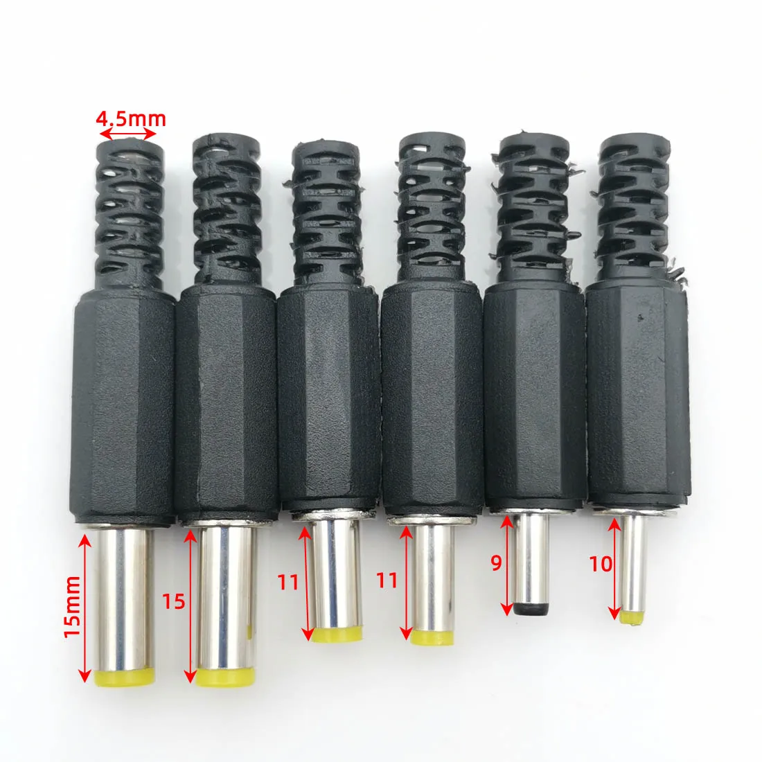 Description Picture 2 of item5Pcs 5.5x2.5 5.5x2.1 4.8x1.7 4.0x1.7 3.5x1.35 2.5x0.7mm Male DC Power Plug Connector 180 Degree Plugs Cable Male Plug Adapter
