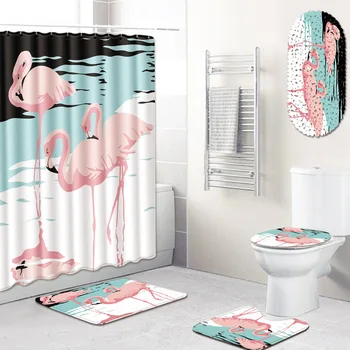 Flamingo Bathroom Mat Set with Shower Curtain and Shower Mat 3D Bath Mat Anti Slip Carpet Bedroom Doormat Toillete Seat Cover
Flamingo Bathroom Mat Set with Shower Curtain and Shower Mat 3D Bath Mat Anti Slip Carpet Bedroom Doormat Toillete Seat Cover