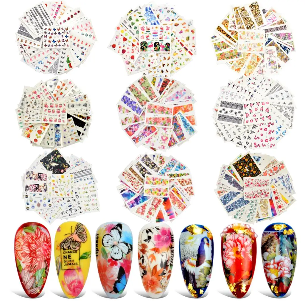 Стикеры для ногтей водные переводные наклейки цветные дизайнерские украшения