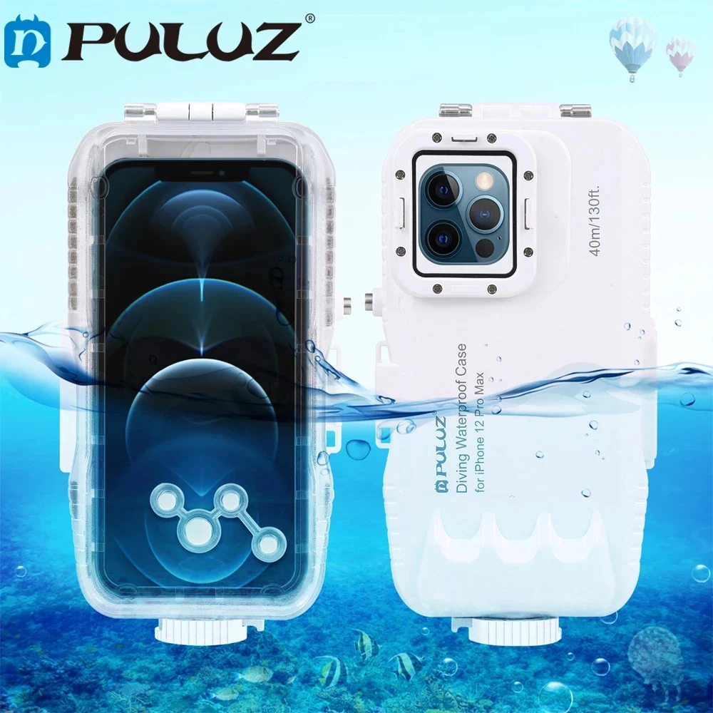 

PULUZ 40m/130ft Waterproof Diving Housing Photo Video Taking Underwater Cover Case for iPhone 14 13 12 Pro Max 14 13 12 Mini