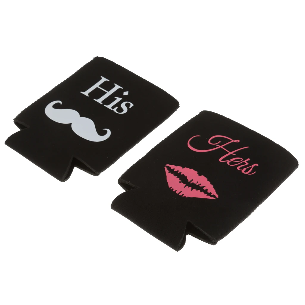 2Pcs Beer Soda Can Sleeves Holder His & Her Wedding Party Favor Decor Gift 2Pcs Beer Soda Can Sleeves Holder His & Her Wedding Party Favor Decor Gift