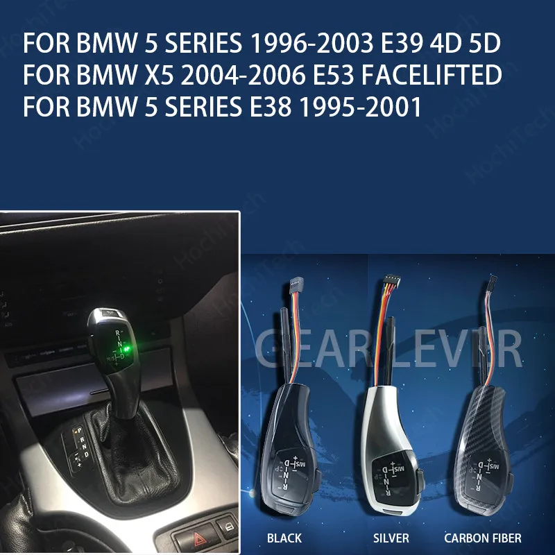 

F30 Style Shifter Lever Carbon Fiber Black Silver For BMW E39 1996-2003 E38 95-01 x5 E53 04-06 Accessories LED Gear Shift Knob