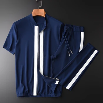 Mens (jacket+pants) Summer Contrast Color Zipper Short Sleeve Jacket Plus Size 4xl Elastic Waist Sport Man Sets
Mens (jacket+pants) Summer Contrast Color Zipper Short Sleeve Jacket Plus Size 4xl Elastic Waist Sport Man Sets