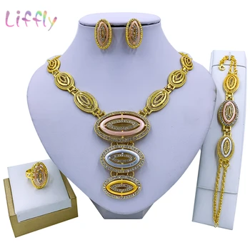 Liffly Nigeria Wedding Fashion Jewelry Sets Round Necklace Bracelet Women Colorful Earrings Ring Luxury Jewelry Party Gift
Liffly Nigeria Wedding Fashion Jewelry Sets Round Necklace Bracelet Women Colorful Earrings Ring Luxury Jewelry Party Gift