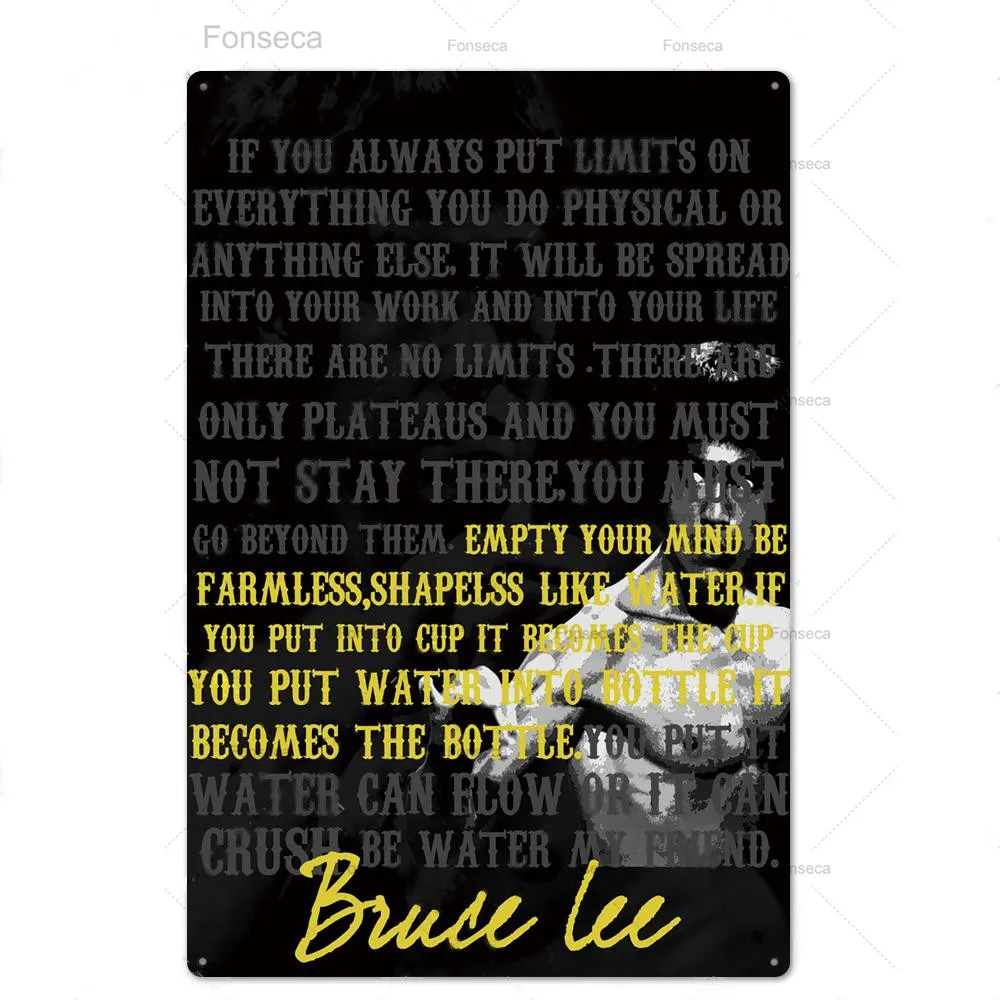 Bruce Lee Poster Metal Sign Wall Decor Plaque Tin License Plate USA Movie Fight