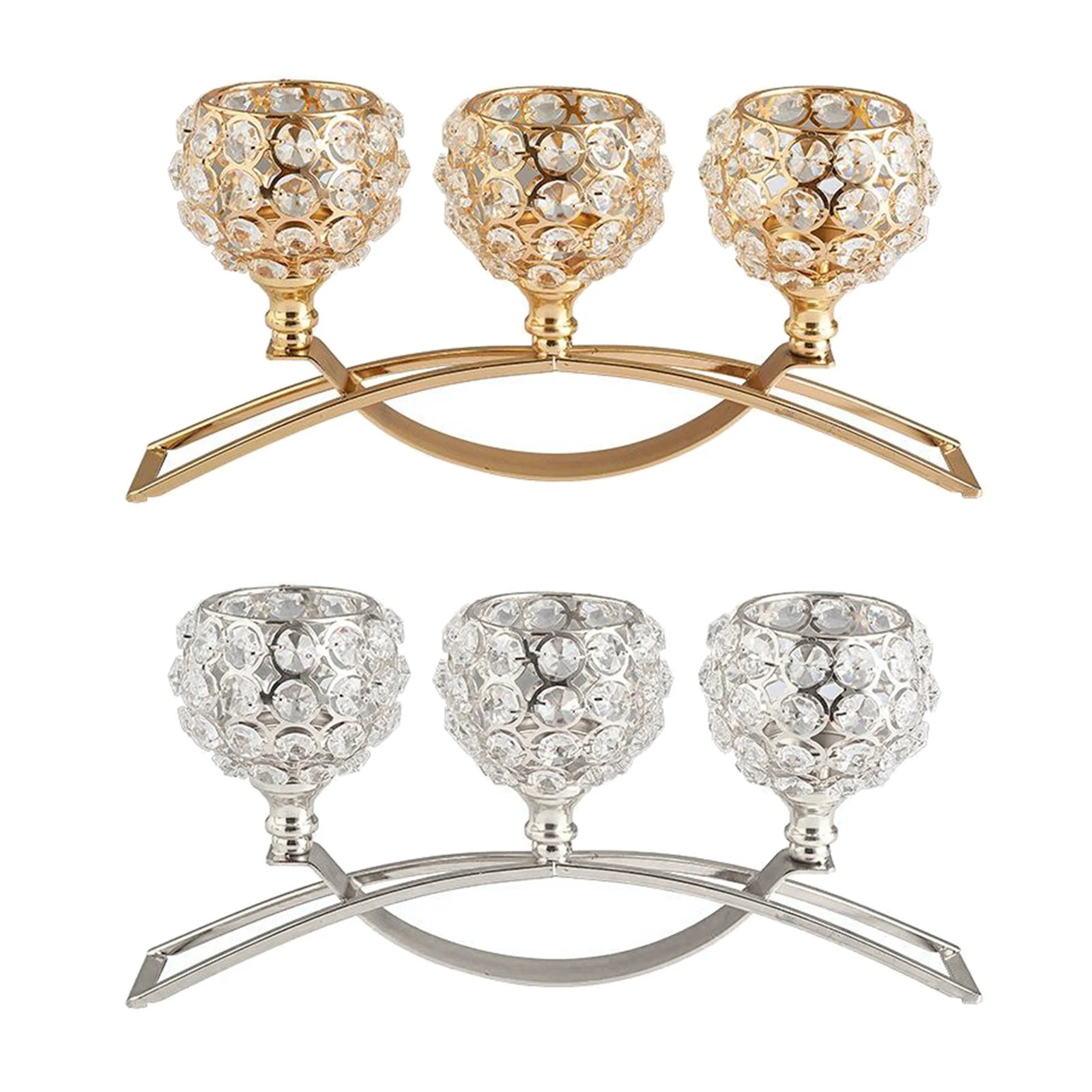 3 Arms Candelabras Crystal Candle Holders Candlesticks Ornament Table Centerpieces for Wedding Dinning Room