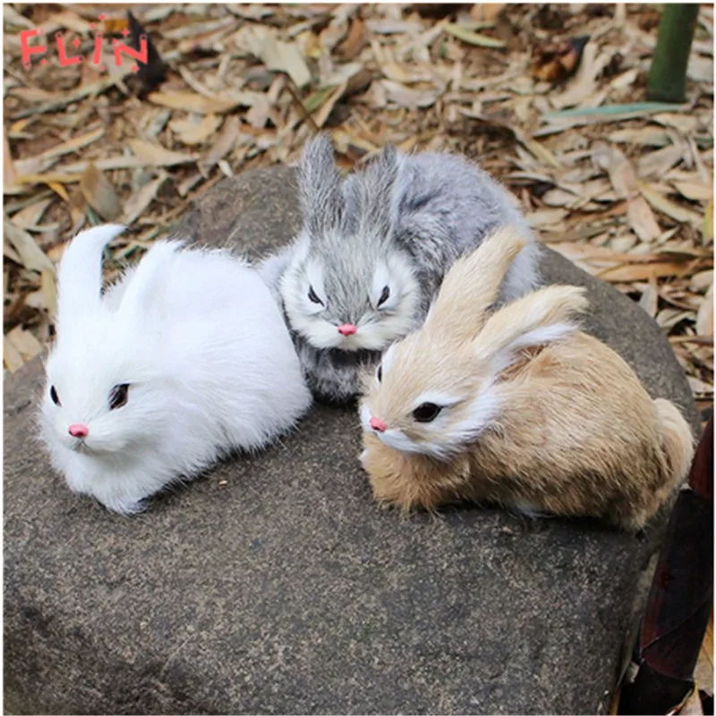 

15CM Mini Cute Rabbits Plush Toys Fur Lifelike Animal Easter Bunny Simulation Rabbit Toy Model Birthday Party Decoration Gift