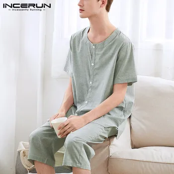 INCERUN Striped Men Pajamas Sets Vintage Homewear Short Sleeve 2020 Sleepwear Tops Leisure Calf-length Pants Mens Sets S-5XL
INCERUN Striped Men Pajamas Sets Vintage Homewear Short Sleeve 2020 Sleepwear Tops Leisure Calf-length Pants Mens Sets S-5XL