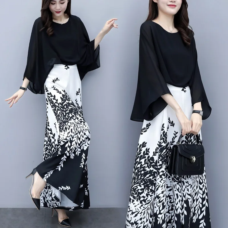 2019 New Style WOMEN'S Dress Spring Large Size Two-Piece Pants Chiffon Tops Loose Pants Casual Fashion WOMEN'S Suit Western Styl
2019 New Style WOMEN'S Dress Spring Large Size Two-Piece Pants Chiffon Tops Loose Pants Casual Fashion WOMEN'S Suit Western Styl